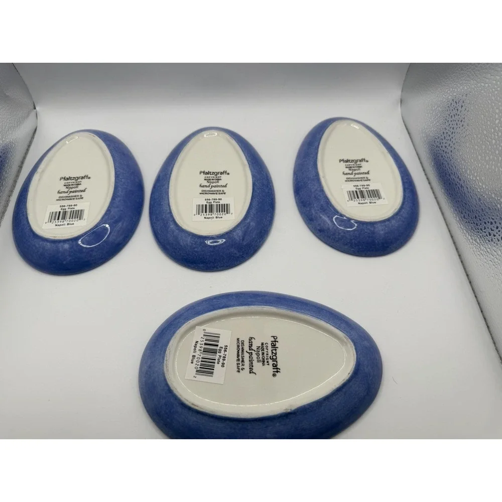 Pfaltzgraff Napoli Blue Individual Deviled Egg Plates Set of 4